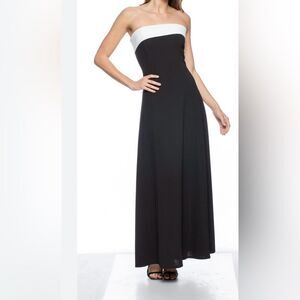MARINA Elegant‎ Strapless Black and White Gown